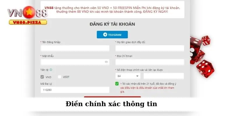 Điền chính xác thông tin